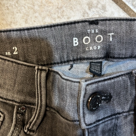 White House Black Market Gray High Rise Boot Crop Jeans 2 Sequin Trim - Picture 2 of 8